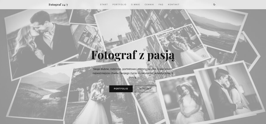 Fotograf 24/7 — strona dla fotografa, web design Szczecin
